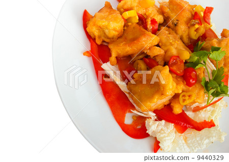 fried fish dish meal isolated on white a background clipping pat 9440329
