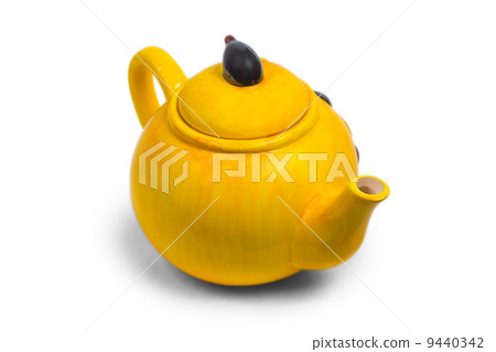 kettle yellow ceramic teapot tea isolated 9440342