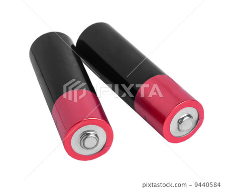 two pink battery (AA) isolated on white background (clipping pat 9440584