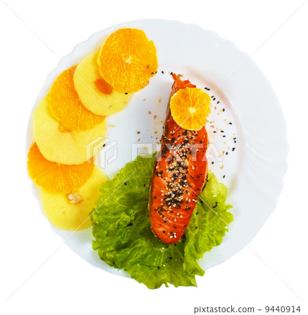 fish plate boiled salad isolated on white background clipping pa fish plate boiled salad isolated on white background clipping pa 9440914