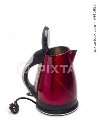 electric open red kettle isolated white background 9440980