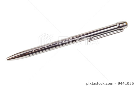 silver ballpoint pen isolated on white background clipping path 9441036