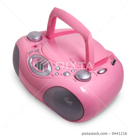 pink mp3 stereo cd radio cassette recorder isolated on a white b pink mp3 stereo cd radio cassette recorder isolated on a white b 9441216