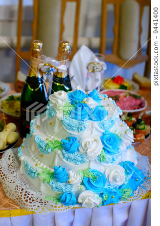 wedding cake at a wedding is a blue holiday table in Russia wedding cake at a wedding is a blue holiday table in Russia 9441400
