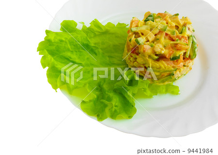 lettuce and cucumbers tomatoes mayonnaise apple isolated on whit lettuce and cucumbers tomatoes mayonnaise apple isolated on whit 9441984