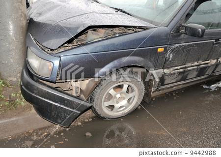 Wrecked car close-up. Wrecked car close-up. 9442988