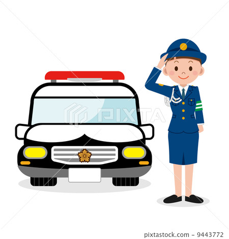 Police car and women's policeman 9443772