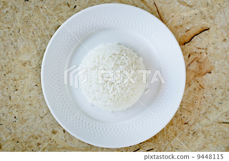 boiled rice on a white plate boiled rice on a white plate 9448115