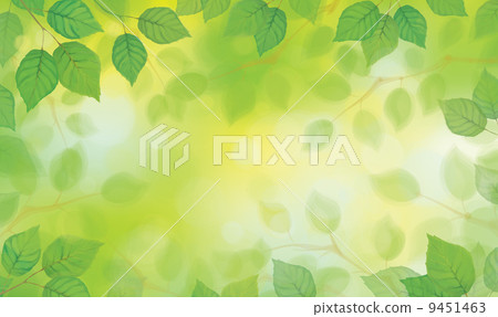 Vector green leaves on sunshine background. 9451463
