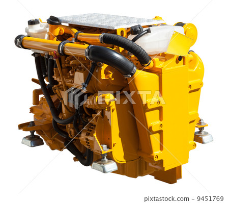 yellow engine of motor boat yellow engine of motor boat 9451769