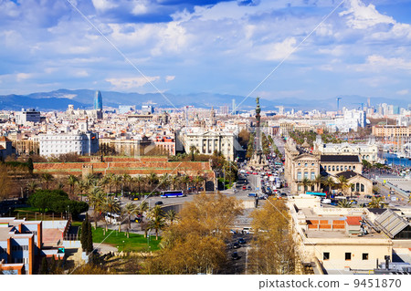 Aerial view of historic district at Barcelona 9451870