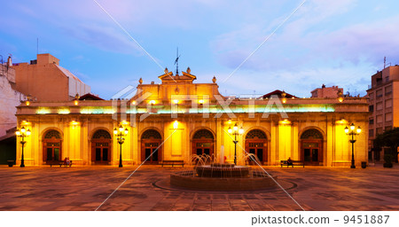 old market in Plaza Mayor at night. Castellon de la Plana 9451887