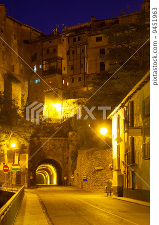 night view of Albarracin with tunnel 9451963