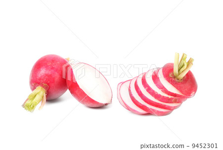 Fresh sliced radish and whole. 9452301