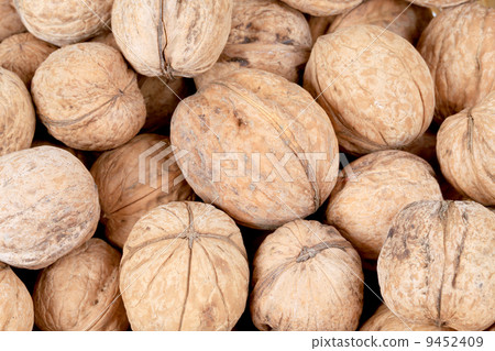Bunch of walnuts whole. 9452409
