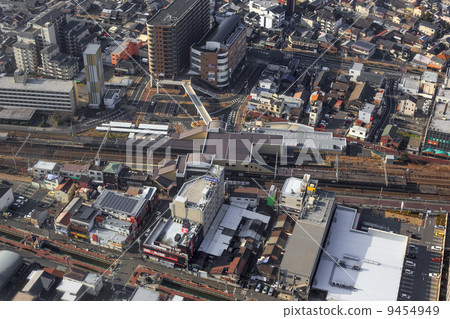 Aerial view of JR Kansai main line Kashiwara station 9454949