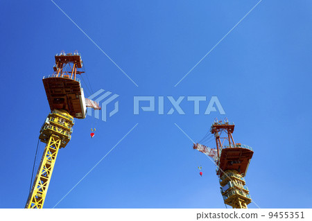 Two large cranes (high-rise condominium construction site) 9455351