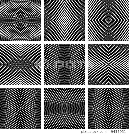 Patterns set in op art design. 9455931