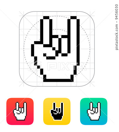 Pixel rock hand icon. 9456030