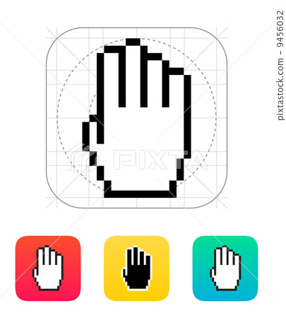 Four fingers. Pixel hand cursor icon. 9456032