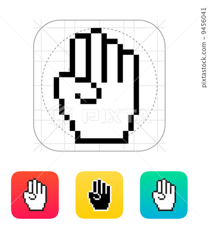 Four fingers. Pixel hand cursor icon. 9456041