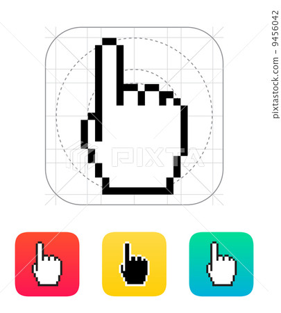 One finger. Pixel hand cursor icon. 9456042