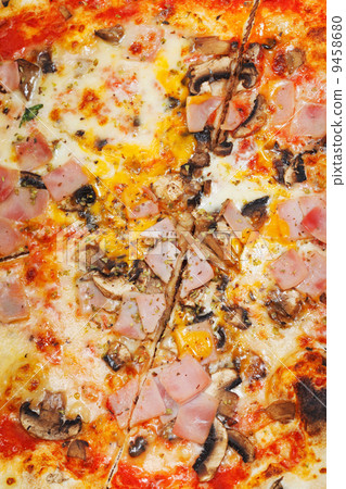 italian pizza with fungi and ham italian pizza with fungi and ham 9458680