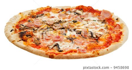 italian pizza with mushrooms and prosciutto 9458698