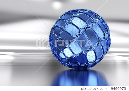 Blue sphere on the mirror surface Blue sphere on the mirror surface 9460973