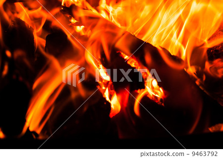 Fire burning in black background 9463792