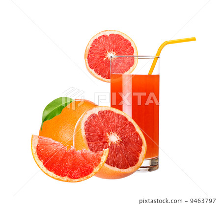 Glass of pink grapefruit juice isolated on white 9463797