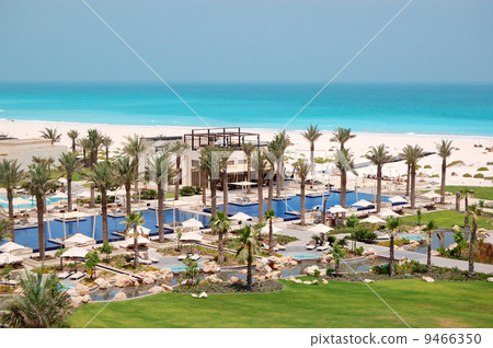 Swimming pools and beach at the luxury hotel, Saadiyat island, A 9466350