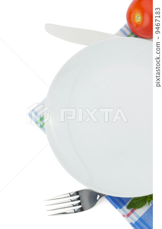 plate, knife and fork on white plate, knife and fork on white 9467183