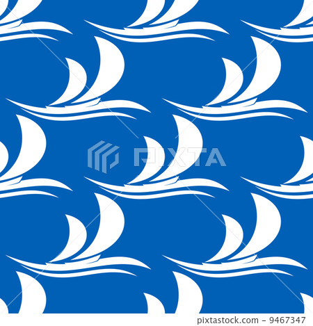 Yacht sailing on a wave seamless pattern 9467347
