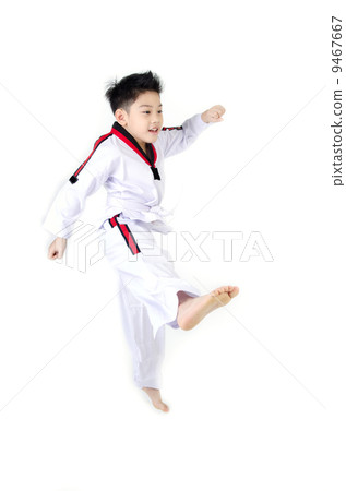 Taekwondo action  by a asian cute boy 9467667