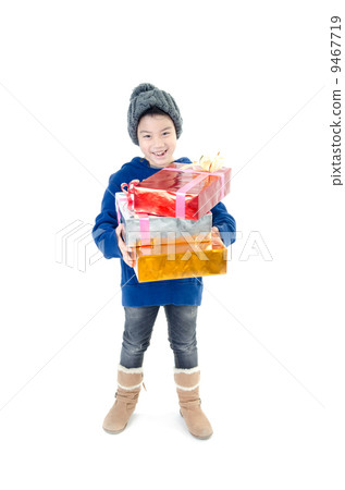 little asian cute boy with gift box 9467719