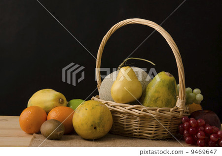 group fruits in dark background group fruits in dark background 9469647