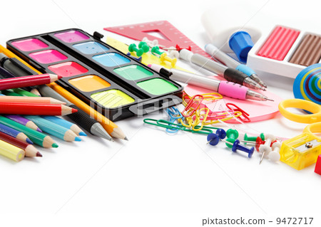 office and student accessories isolated over white background. B 9472717
