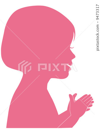洗手的女孩剪影 9473317