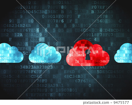 Cloud computing concept: Cloud Whis Keyhole on digital backgroun Cloud computing concept: Cloud Whis Keyhole on digital backgroun 9475577