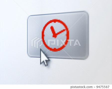 Time concept: Clock on digital button background Time concept: Clock on digital button background 9475587