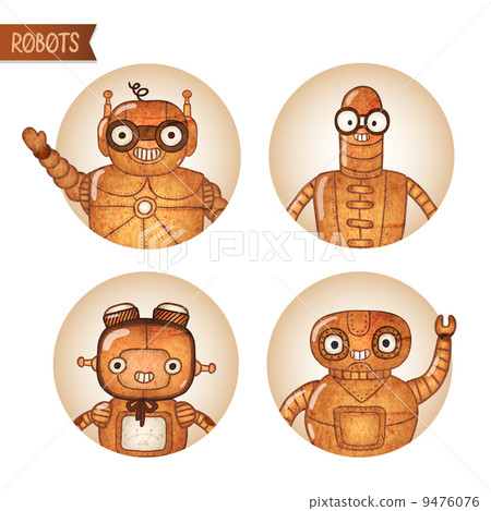 Steampunk robots iconset 9476076