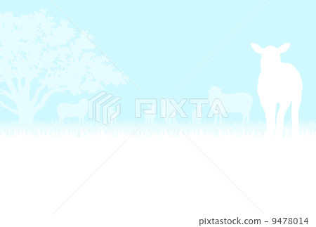 Sheep's silhouette and prairie light blue 9478014