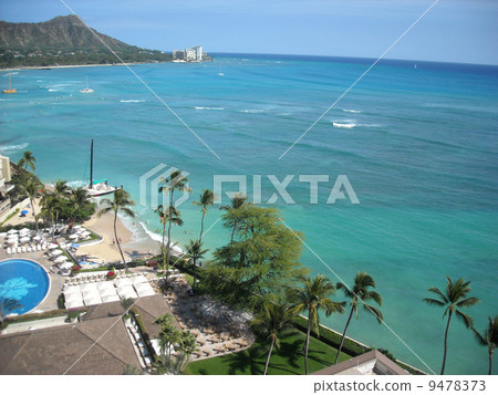 從Halekulani#2的鑽石頭視圖 從Halekulani#2的鑽石頭視圖 9478373