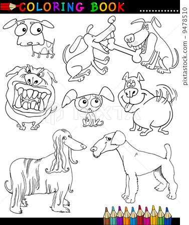 Cartoon Dogs for Coloring Book or Page 9478510