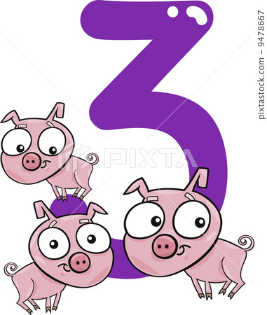 number three and 3 pigs 9478667
