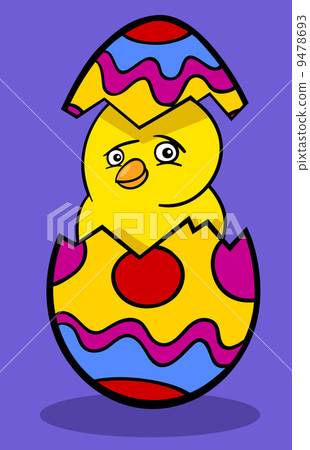 插圖素材: chicken in easter egg cartoon illustration