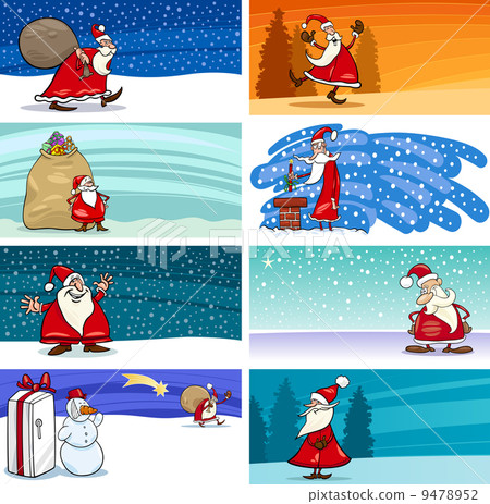 Cartoon Greeting Cards with Santa Claus Cartoon Greeting Cards with Santa Claus 9478952