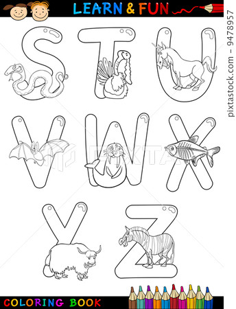 Cartoon Alphabet with Animals for coloring Cartoon Alphabet with Animals for coloring 9478957