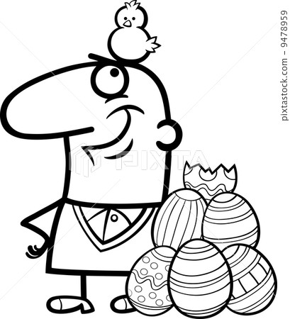man with easter eggs and chicken cartoon man with easter eggs and chicken cartoon 9478959